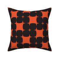 RETRO ROUNDED SQUARES - RED/ORANGE AND BLACK, LARGE SCALE