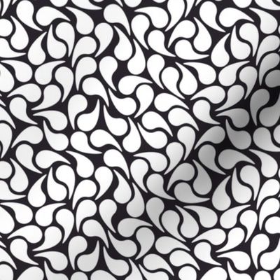 Droplets -- White on Black  Groovy Abstract Graphic Geometric Paisley Shape