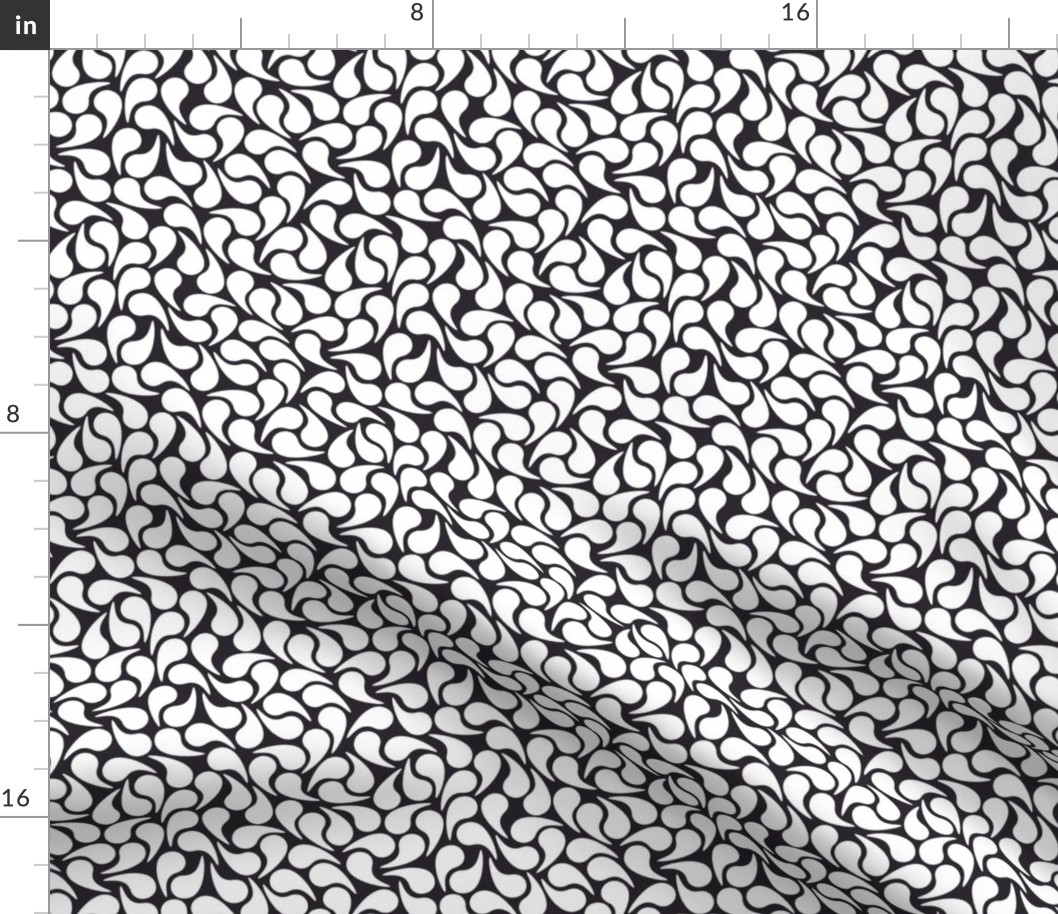 Droplets -- White on Black  Groovy Abstract Graphic Geometric Paisley Shape