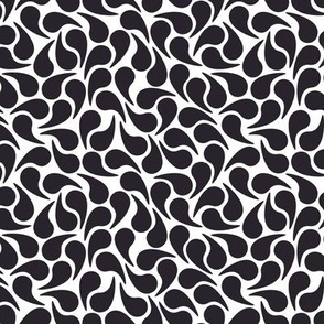 Droplets -- Black on White Groovy Abstract Graphic Geometric Paisley Shape