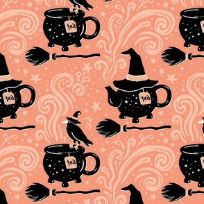 Witches Tea Party - Coral - Large 