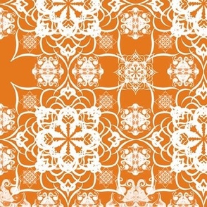 Lacework Crochet Granny Squares Orange Bright