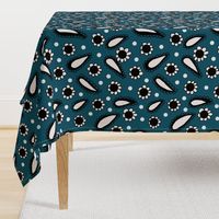 daisies and paisleys on soothing blue