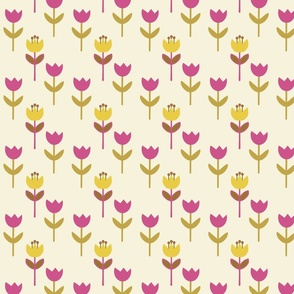 Modern tulips on yellow background - medium