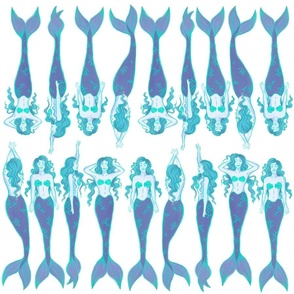 Lounging Mermaids - Blue