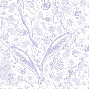 Mermaid Narwhal Toile - Lavender
