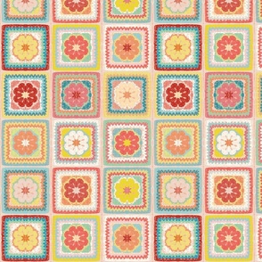 Granny Square Flowers Warm Meadow