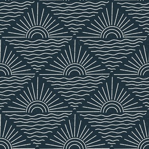Horizon | Abstract Geometric Sunrise Navy