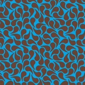 Droplets -- Brown on Turquoise Blue Groovy Abstract Graphic Geometric Paisley Shape