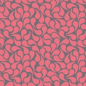 Droplets -- Salmon Pink Peach  on Dark Grey Groovy Abstract Graphic Geometric Paisley Shape