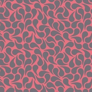 Droplets -- Dark Grey on Salmon Pink Peach Groovy Abstract Graphic Geometric Paisley Shape