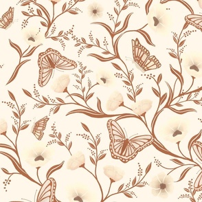 Butterfly Floral - Cream - 24 in 