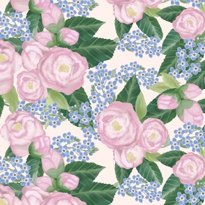 Forget Me Not, Camellia (Muted colors)