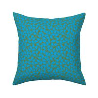 Droplets -- Turquoise on Olive Green Blue Groovy Abstract Graphic Geometric Paisley Shape