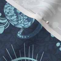 Witchy Damask in Blue - Large Scale