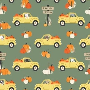 Pumpkin Trucks and Dogs - Gold, Medium Scale
