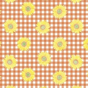 Sunflower Polka Dot on Burnt Orange