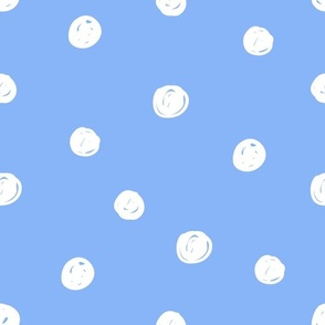 White dots on blue background
