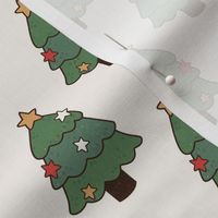 Medium Scale Groovy Christmas Coordinate Green Holiday Trees