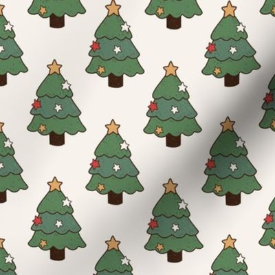 Medium Scale Groovy Christmas Coordinate Green Holiday Trees