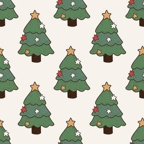 Medium Scale Groovy Christmas Coordinate Green Holiday Trees