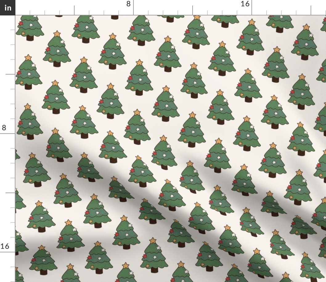 Medium Scale Groovy Christmas Coordinate Green Holiday Trees