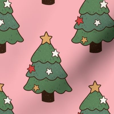 Large Scale Groovy Christmas Coordinate Green Holiday Trees
