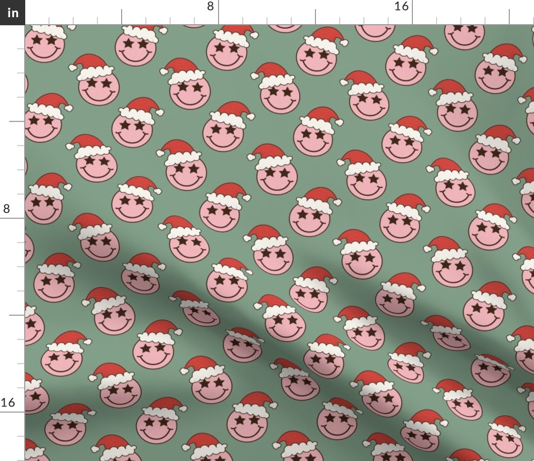 Medium Scale Groovy Christmas Retro Smile Face Santas