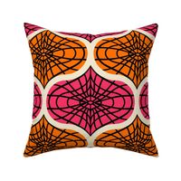 Halloween-Spider-Web-Ogee---M---PINK-ORANGE-black-white---MEDIUM