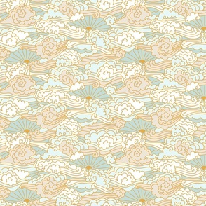 Oki Oriental Clouds and Sun - Powder Blue/Yellow Small