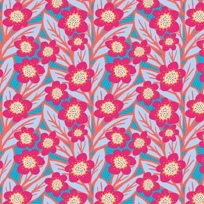 retro bold leaves and flowers vibrant small