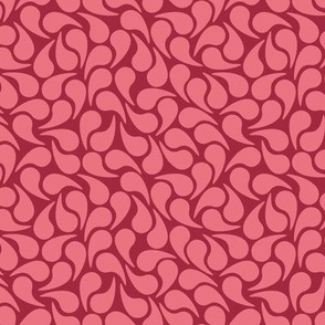 Droplets -- Salmon Pink Peach  on Maroon Brick Red Dark Red Abstract Graphic Geometric Paisley Shape