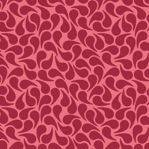 Droplets --  Maroon Brick Red Dark Red on Salmon Pink Peach Abstract Graphic Geometric Paisley Shape