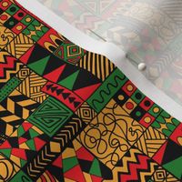 Hand-drawn tribal print Africa yellow,red,green,black - small scale