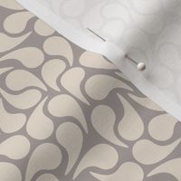 Droplets -- Beige on Light Grey Groovy Abstract Graphic Geometric Paisley Shape