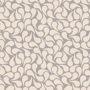 Droplets -- Beige on Light Grey Groovy Abstract Graphic Geometric Paisley Shape