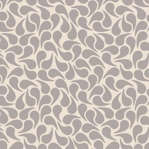 Droplets -- Light Grey on Beige Groovy Abstract Graphic Geometric Paisley Shape