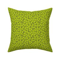 Droplets -- Chartreuse on Olive Green Groovy Abstract Graphic Geometric Paisley Shape