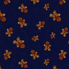 Vintage Christmas Gingerbreadman -  Dark Blue  Background