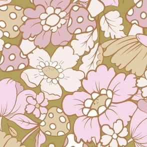 rabbit fall floral pattern big