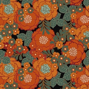 Vintage  flower - Halloween Nostalgic Floral with a Vintage look in Orange and Greens