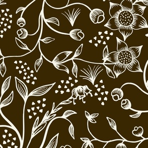Victorian Flower Garden - Dark Brown / Neutral - Jumbo