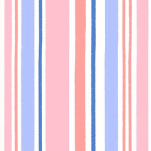 Large Vertical Stripes - Rose pink & Yellow