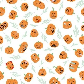 Pumpkin Emoji - White, Small Scale