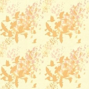 Flock of birds on pale yellow hues coordinate for birding binoculars small, large wallpaper