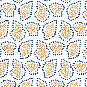 Cobalt Blue and Tangerine Orange Abstract Dots