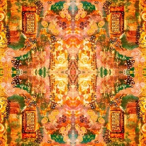 Orange hued kaleidoscope ethnic boho abstract geometric medium