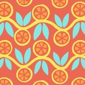 Citrus Waves - Coral, yellow, Aqua, orange 