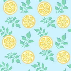 Citrus Slices - Denim blue yellow