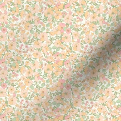 REDUCED Floral Illustrated 70s Vintage-peach